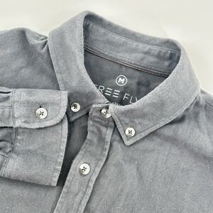 Free Fly Mens M Performance Bamboo‎ Button Down Slate Gray Short Sleeve Shirt